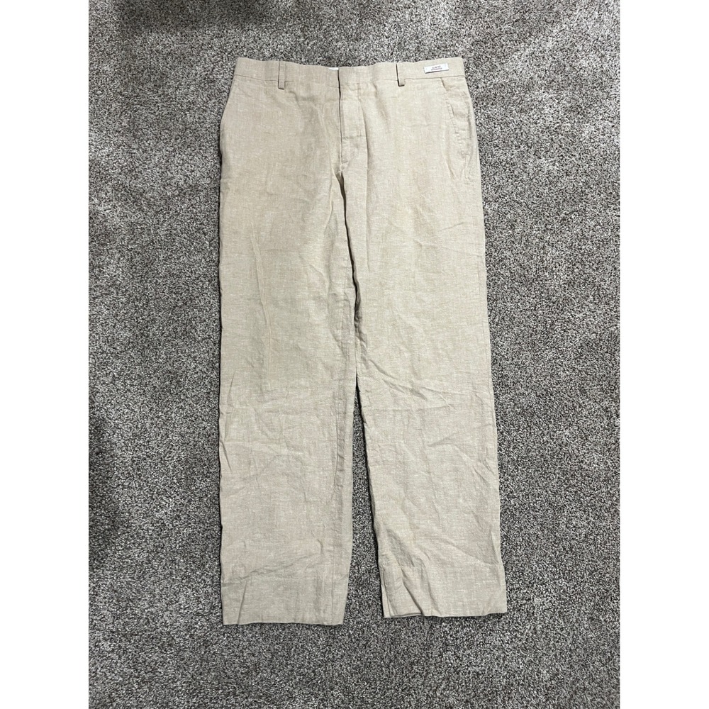 Jos. A. Bank Mens Slim Fit Linen Cotton Blend Dress Pants Tan ACTUAL 34x28